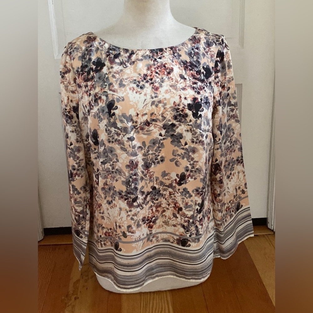 🎤 Talbots Multicolor Floral Tunic Top Sz 10